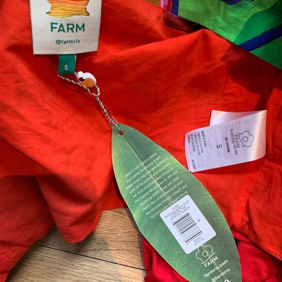 FARM Rio Tropical Bunch Crop Top Multicolored Puff Sleeves Womens Size Small - Picture 8 of 10